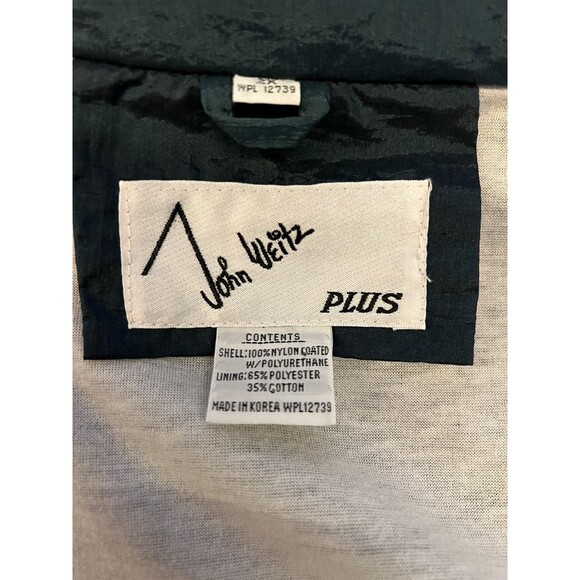 Vintage John Weitz Jacket Womens 2X Blue Embellished Crinkle Bomber Zip 80s 90s - Picture 7 of 10